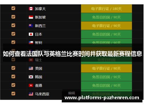如何查看法国队与英格兰比赛时间并获取最新赛程信息